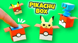 Easy Origami Pokemon Box. Jumping Pikachu Box from Paper