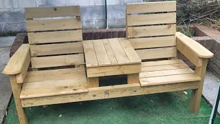 Build this diy garden bench seat with table