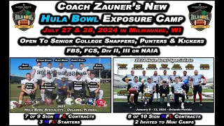 Coach Zauner Announces New Hula Bowl Summer Exposure Camp July 27 & 28, 2024  in Milwaukee, WI