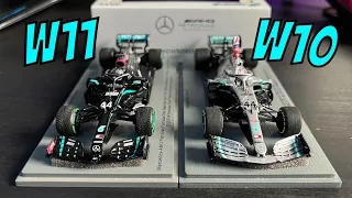 Spark 1:43 F1 Diecast Comparison/Review - 2019 Mercedes W10 AND 2020 Mercedes W11 - Lewis Hamilton