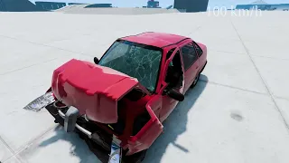 Daewoo Nexia vs Wall Collision   Crash Test 160km h   BeamNG Drive