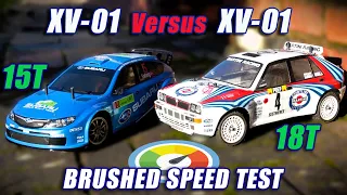 Tamiya XV01 vs XV01 Speed Test Brushed Absima 18T vs HPI Firebolt 15T