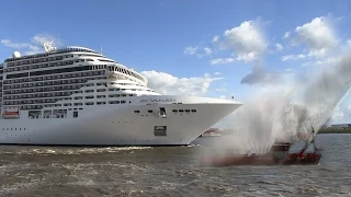 Cruise ship MSC Splendida playing We Will Rock You / Seven Nation Army on its horn