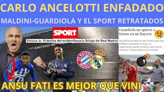 REACCIONES BAYER 2-2 REAL MADRID ANCELOTTI ENFADADO Y NUEVO RIDÍCULO DE MALDINI-GUARDIOLA Y EL SPORT