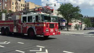 STUPID MORON MOTORIST ALMOST GETS KILLED BY FDNY LADDER 36 WHO WAS RESPONDING URGENTLY TO A FIRE.