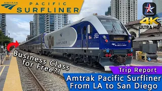 [4K] Business Class for the price of coach?! Amtrak Pacific Surfliner from LA to San Diego | Amtrak