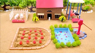 TOP DIY Farm with Aquarium & Strawberry Field | Supply Water Pool for Animals #4