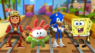 Subway Surfers vs Om Nom: Run vs Sonic Dash 2 vs SpongeBob: Sponge on the Run