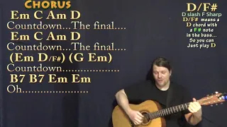 Final Countdown (Europe) Fingerstyle Guitar Cover Lesson in Em with Chords/Lyrics