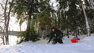 ONE FOUND A LAKE IN THE FOREST. I DIDN'T EXPECT THIS FISHING IN THE DEEP WINTER AT SUNSET.