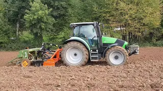 Weizen Säen 2020 mit Deutz Agrotron K 420 und Amazone D7