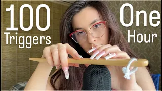 Asmr 100 TRIGGERS in one HOUR ( Tapping & Scratching ) Not Aggresive | No talking 😴