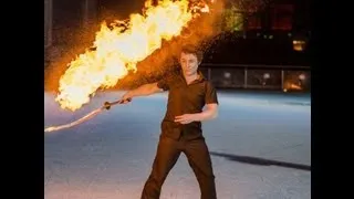 Alex Wilde fire whip act on ice.