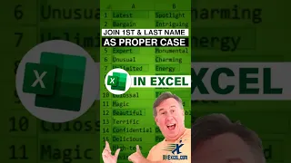 Excel Join First Name and Last Name as Proper Case