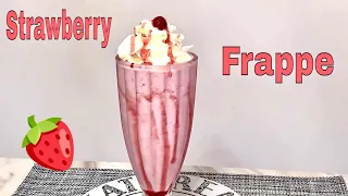 Strawberry Frappe Recipe | Starbucks style Strawberry Frappe at Home