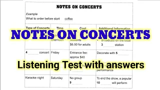 Notes on Concert (IELTS LISTENING TEST)