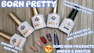 NEW BORN PRETTY PRODUCTS SWATCH | 2in1 nail tips gel, Reflective cat eye polish & shimmer jelly gels