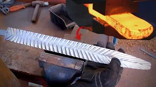 Forging a DAMASCUS SWORD.. Full sword making process!