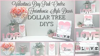 DOLLAR TREE DIY VALENTINE'S DAY PINK OMBRE FARMHOUSE STYLE DECOR