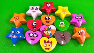 Cleaning Dirty Colors Numberblocks with CLAY inside Star, Heart Shapes Coloring! Satisfying, ASMR