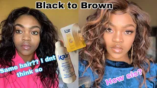 DYED MY OLD WIG BROWN || HAIR TRANSFORMATION TUTORIAL 😍😍|| Annastacia Khoza