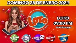 DIARIA 09 PM SORTEO LOTO NICARAGUA | hoy DOMINGO 28 de enero de 2024 | LOTO DIARIA LOTO FECHAS