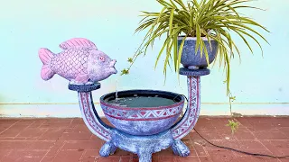 Home decorating ideas | DIY unique design cement fountain to decorate your garden