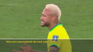 Leitura labial: Neymar reclama de Fred após gol da Croácia: 'Vai subir por quê?'