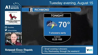 Scattered evening t-showers, then clearing: Tuesday afternoon Richmond weather video