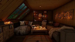 My Secret Place When I Want To Be Alone🌙 Cozy Attic Hideout Ambience | Calming Rain On Window Sounds