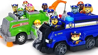 Paw Patrol Total Team Rescue Police Cruiser and Recycling Truck! Go! | DuDuPopTOY