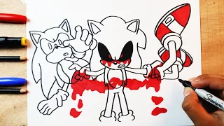 COMO DIBUJAR a SONIC EXE VS SONIC