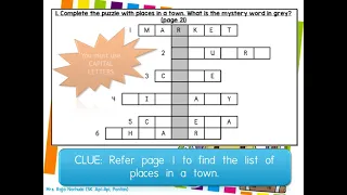 Puzzles and Games - Places in Town and City, and Adjectives | Unit 1 English Plus 1 Year 5