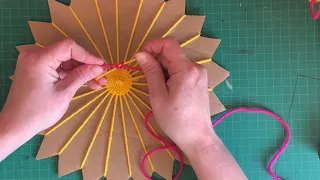 Cardboard Loom Circle Weaving