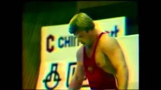 1984 Friendship Cup: 110kg category, Snatch World record battle.