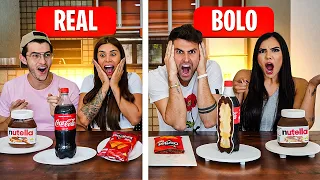 COMIDAS DE BOLO VS COMIDAS REALISTAS!! ( NOVO MINIGAME ) [ REZENDE EVIL ]