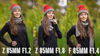 Vergleich der Porträtobjektive: Nikon Z 85mm f1.2 vs Z 85mm f1.8  vs  Nikkor 85mm f1.4
