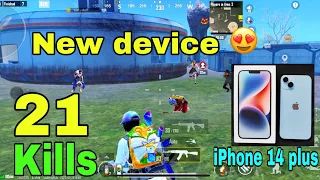 Finally New Device ! iPhone 14 plus | 21 kills solo vs squad | new 2.8 update🔥 | BGMI | PUBGM