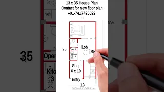 13 x 35 House Plan | Single Bedroom Set |With shop| #shorts#shortsvideo #housedesign #ytshorts #home