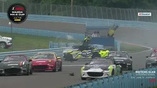 2023 ROUND 8 MAZDA MX5 CUP HUGE CRASH | MX5 CUP ROUND 8 AT WATKINS GLEN (little sound)