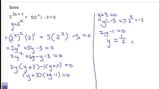reducing an exponential equation to quadratic form