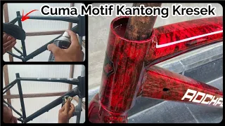 Modal Kantong Kresek Sepeda Jadi Keren !!! Repaint Frame Sepeda United Rockford Marble Effect