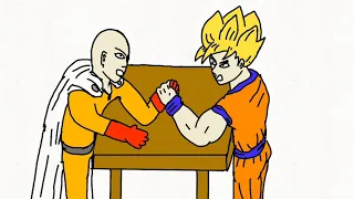 Saitama vs Goku arm wrestling flipaclip