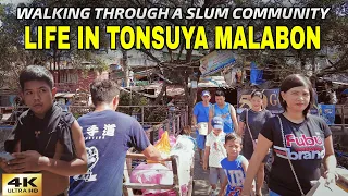 This is How People Live in Tonsuya Malabon City | Walking Inside A Slum Community [4K]