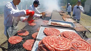 Italy Street Food. Extreme Grill of Ribs, Sausages and Chicken, Filled Burritos, Tacos and more Food