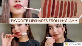 Favorite MyGlamm lit liquid matte Lipstick Swatches// Best Nude Shades 💄 2023