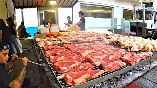 Italy Street Food Festival. Pork Knukles, Ribs, Picanha, Churrasco, French Sausages and more Meat