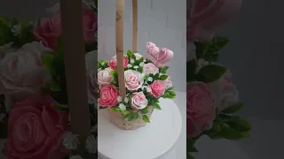 корзина роз из мыла ручной работы для бабушки 🌹🫶