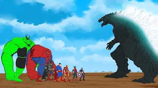 GODZILLA vs Marvel Team: HULK, SPIDERMAN, SUPERMAN, WOLVERINE | GODZILLA & SUPER HEROES MOVIES