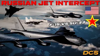 F-15E's are scrambled as a Chinese J-15 and a Russian Su-33 intercept USAF B-52 heavy bombers